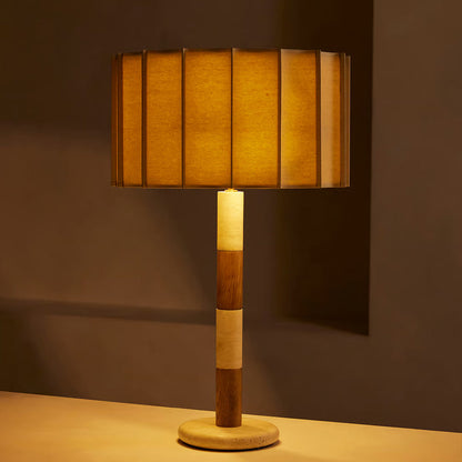 Travertine base detail - Pleated Grove table lamp by Casa Norex