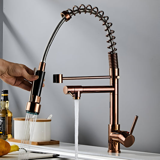 Ridgeline Pull-Down Kitchen Faucet installed — Black finish angle view | Casa Norex