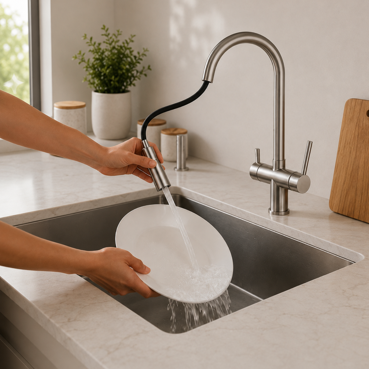 Ashland 3-Way Filtered Pull-Out Kitchen Faucet — pull-out spray head | Casa Norex