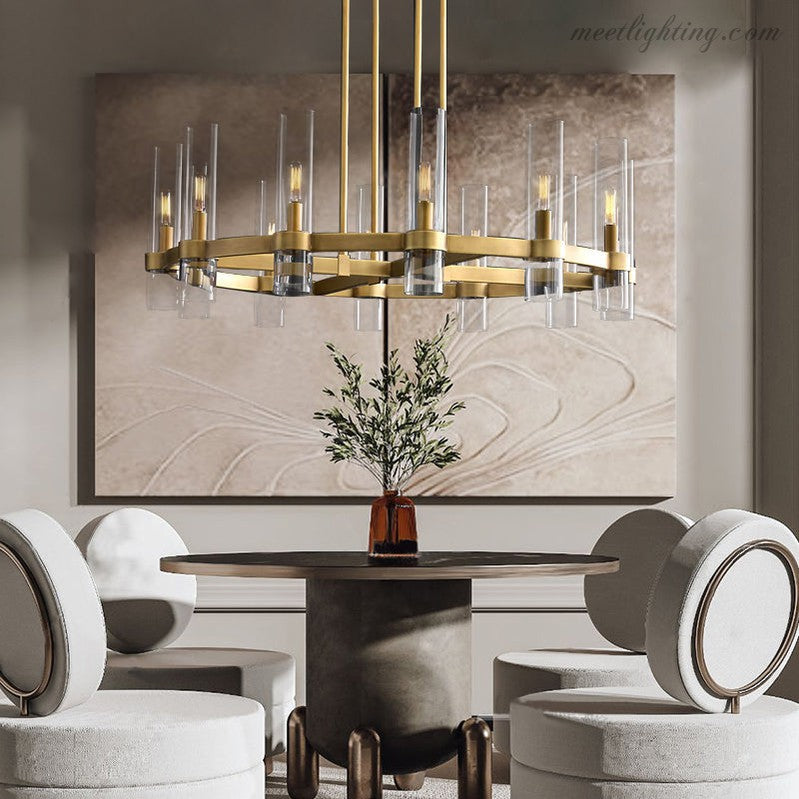Ravelle Art Blown Glass Round Chandelier 36" Over Dining Table