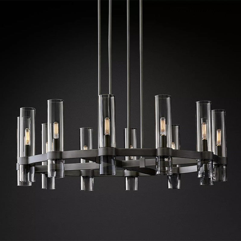 Chandelier in dining room setting — 36in round silhouette | Casa Norex