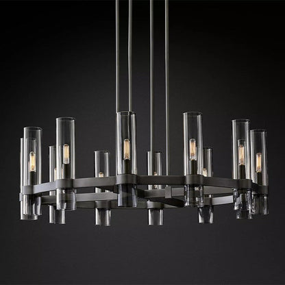 Chandelier in dining room setting — 36in round silhouette | Casa Norex