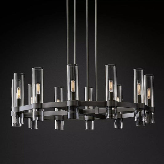Chandelier in dining room setting — 36in round silhouette | Casa Norex
