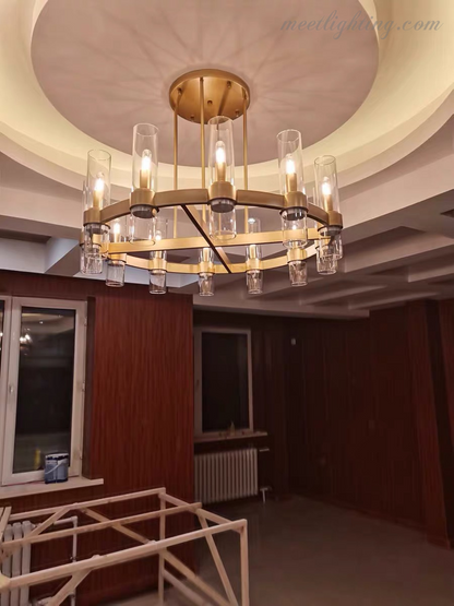 Ravelle Art Blown Glass Round Chandelier 36" Over Dining Table