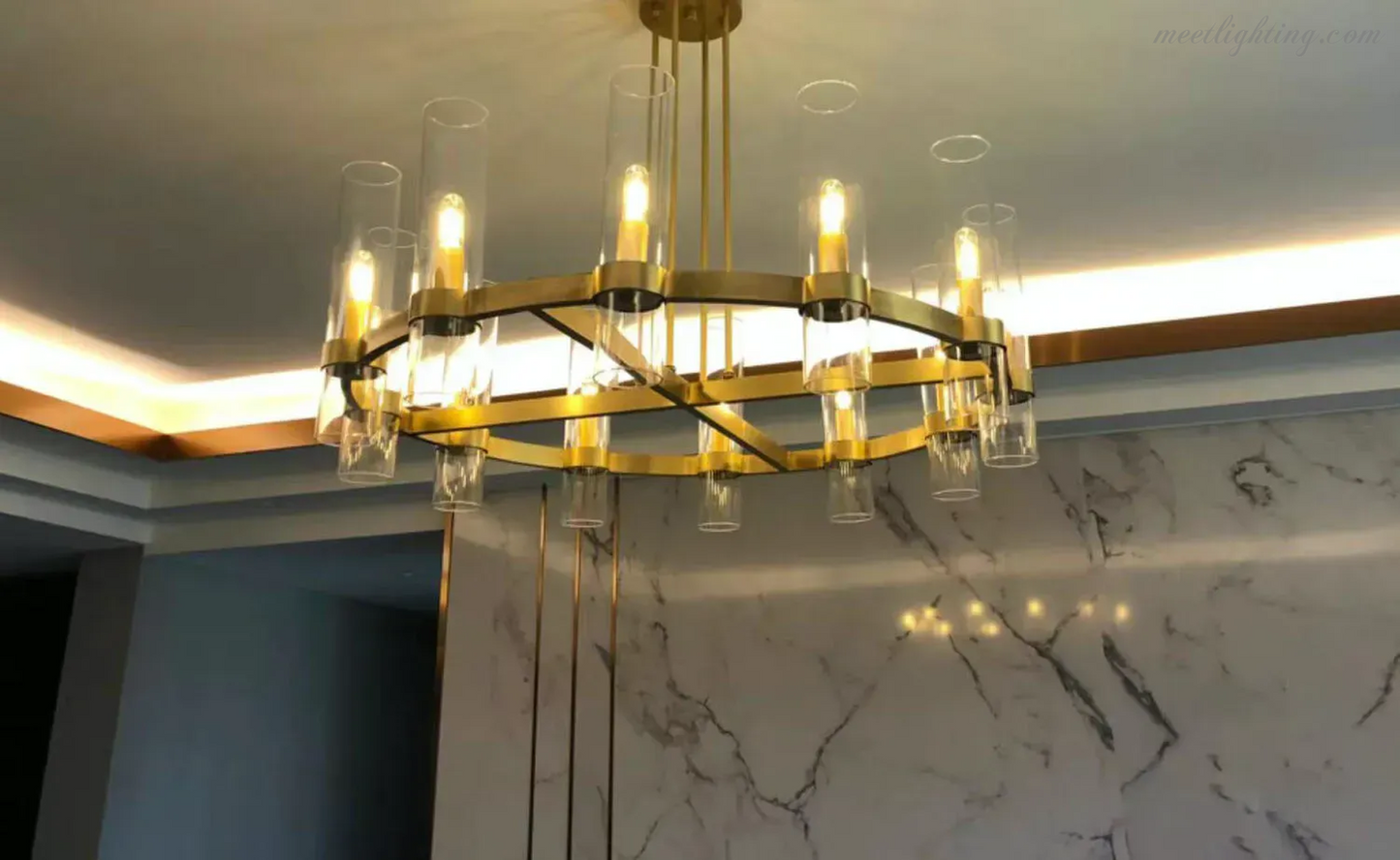 Ravelle Art Blown Glass Round Chandelier 36" Over Dining Table