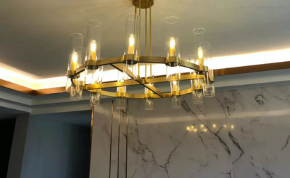 Ravelle Art Blown Glass Round Chandelier 36" Over Dining Table