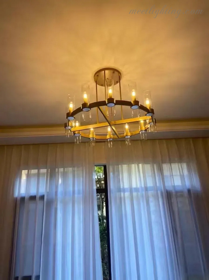 Ravelle Art Blown Glass Round Chandelier 36" Over Dining Table