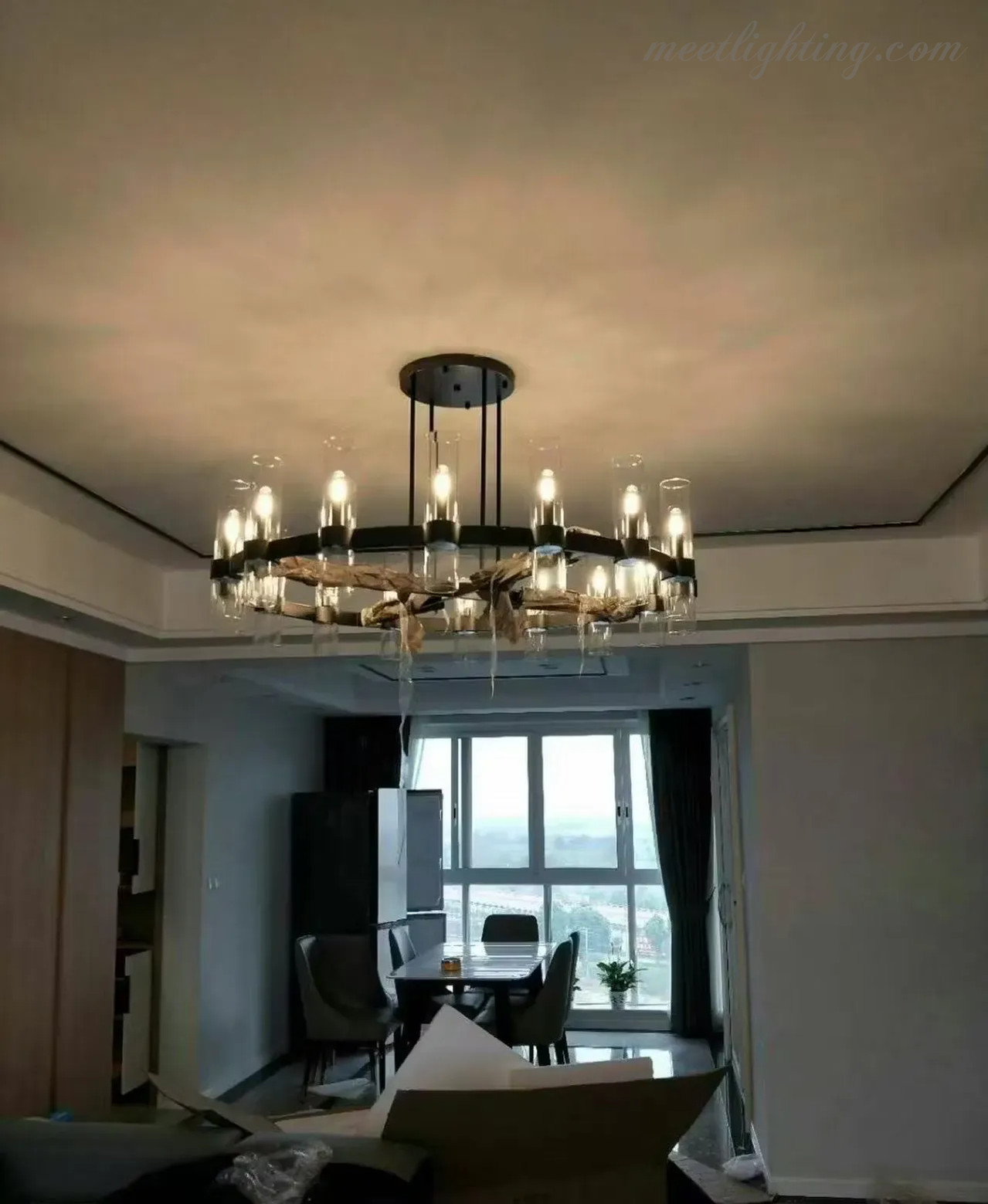 Ravelle Art Blown Glass Round Chandelier 36" Over Dining Table
