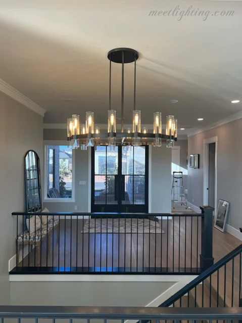 Ravelle Art Blown Glass Round Chandelier 36" Over Dining Table