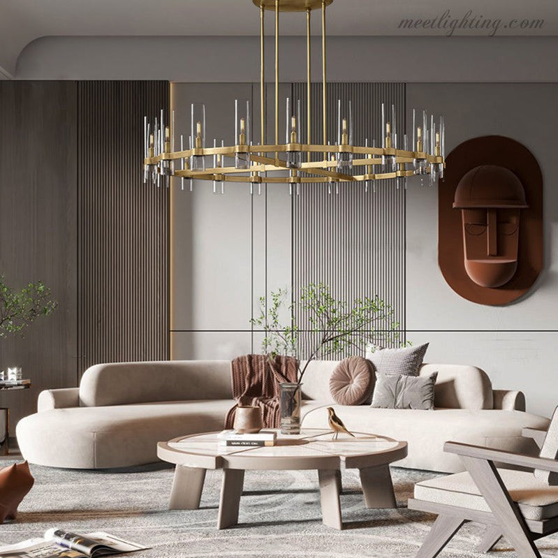 Ravelle chandelier Matte Black variant — angled view | Casa Norex