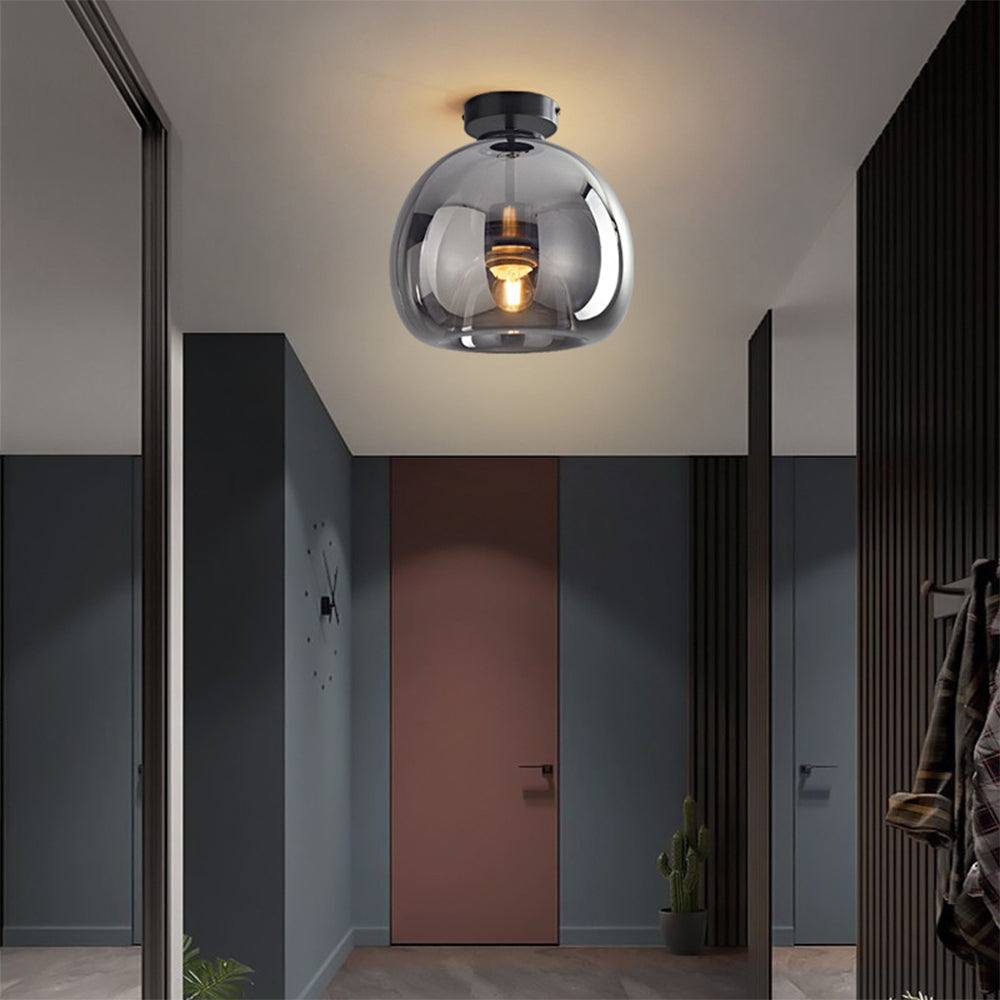 Close-up of glass shade on semi flush mount light | Casa Norex