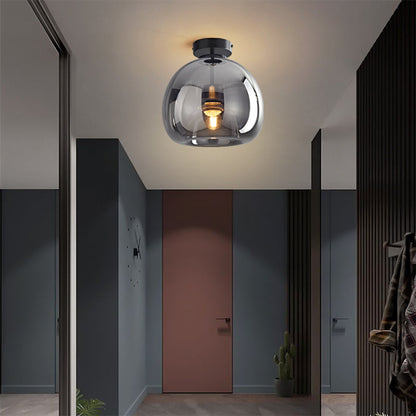 Close-up of glass shade on semi flush mount light | Casa Norex