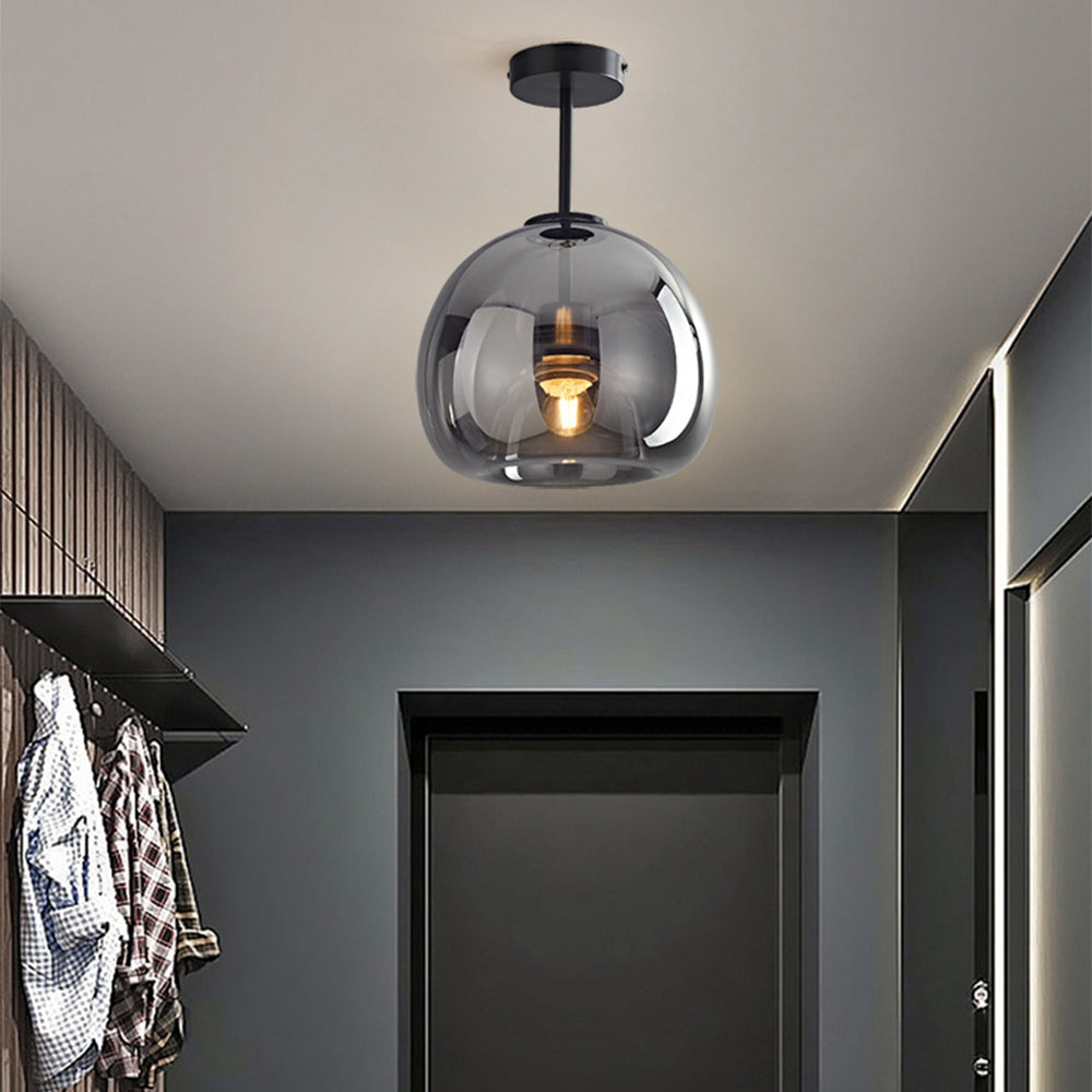Semi flush mount ceiling light angle view — black finish | Casa Norex