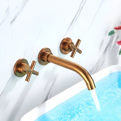 Rotare Wall-Mounted Bathroom Faucet valve detail — Antique Brass finish — Casa Norex