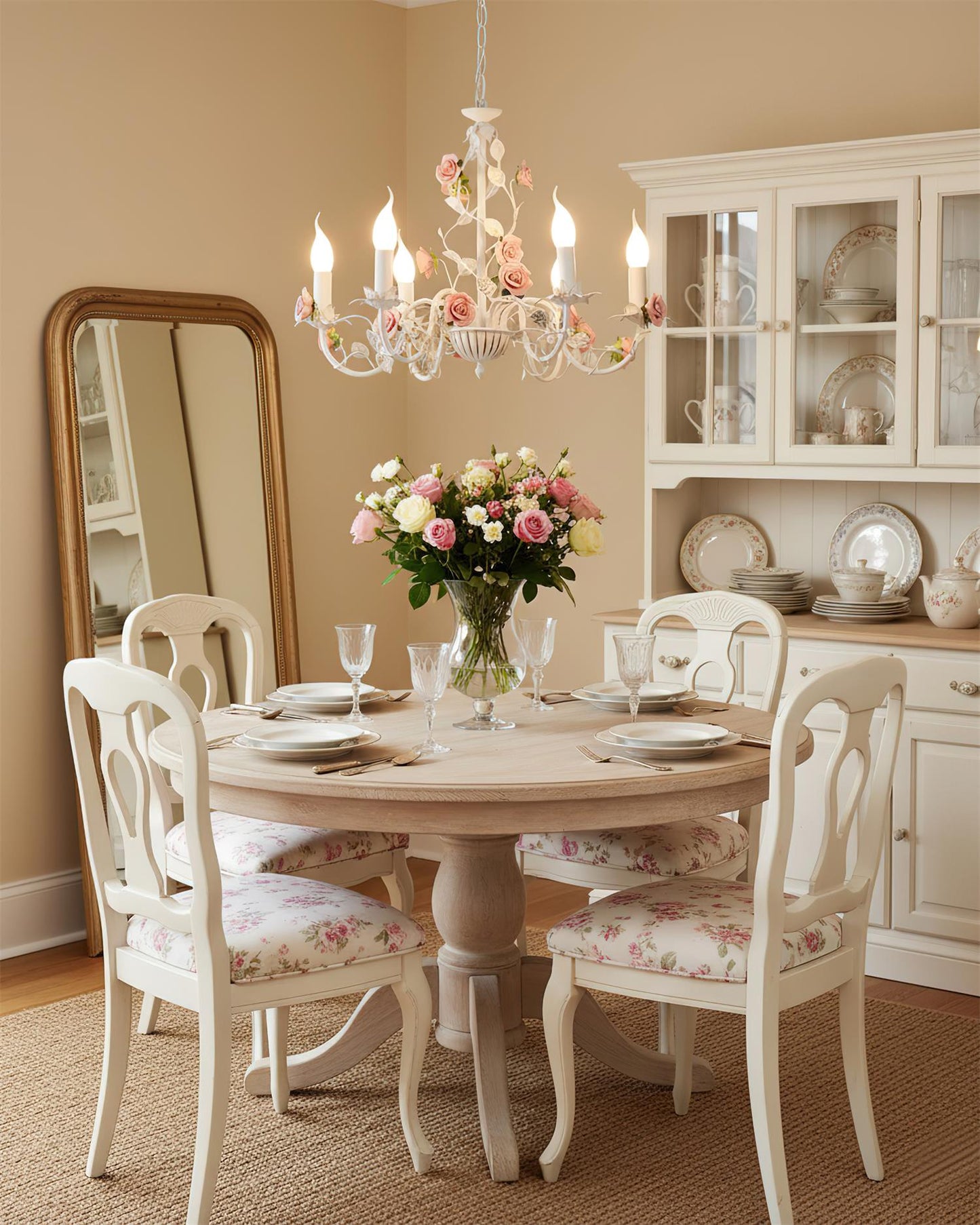 Rose flowers chandelier 8-head statement piece - Casa Norex