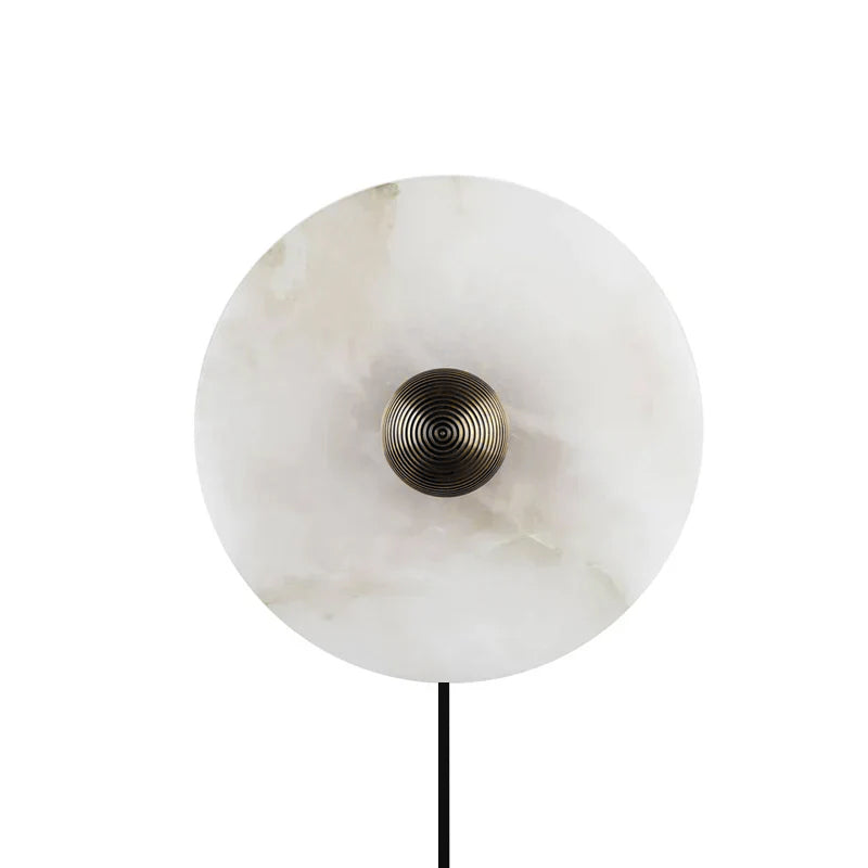 Round alabaster wall lamp lit stone translucency - Casa Norex