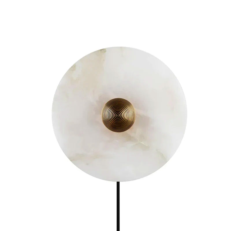 Round alabaster sconce bronze hardware small size - Casa Norex
