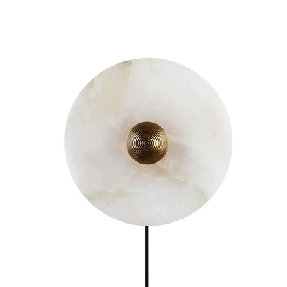 Round alabaster sconce bronze hardware small size - Casa Norex