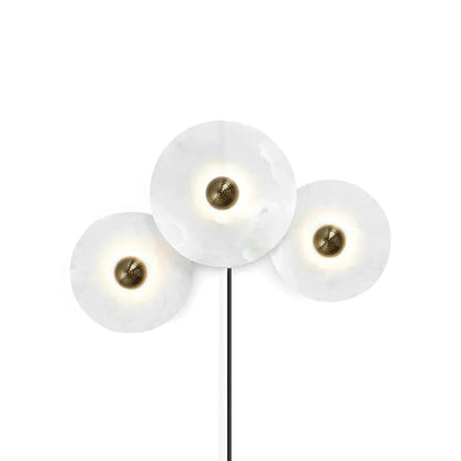 Round alabaster combination wall lamp installed bedroom - Casa Norex