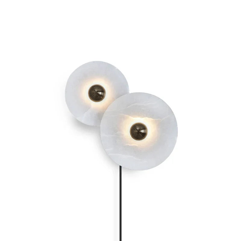Round Alabaster Combination plug-in wall lamp 5-disc set brass fittings | Casa Norex