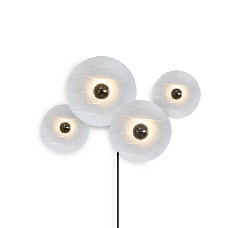 Alabaster combination 3-disc wall arrangement lit glow - Casa Norex