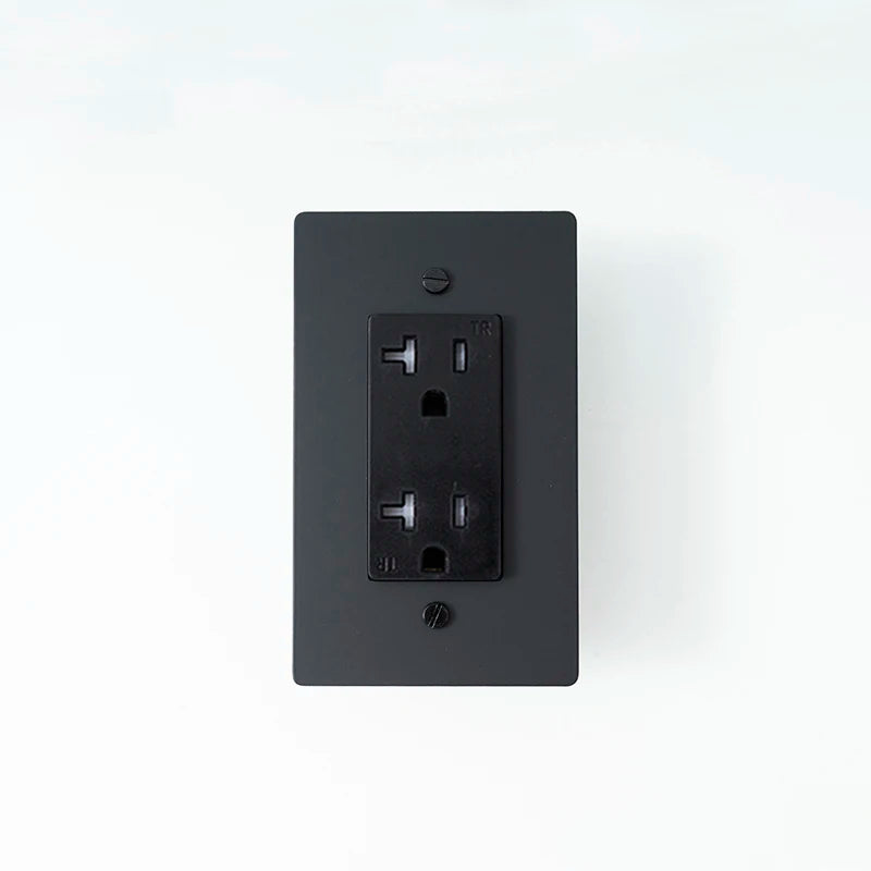 Solid Black 20A wall outlet — standard socket — Casa Norex
