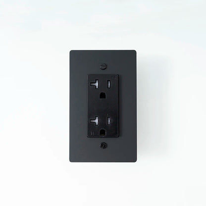 Solid Black 20A wall outlet — standard socket — Casa Norex