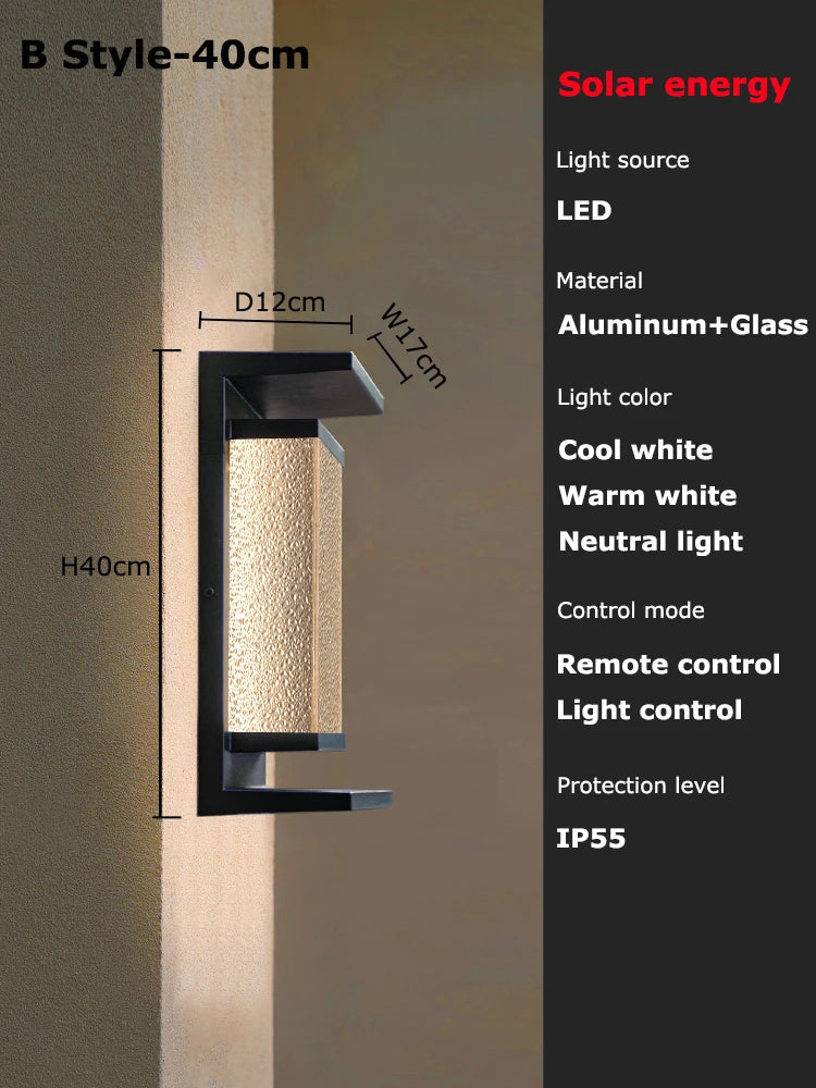 Solar dusk to dawn wall lantern Medium size on a front door wall