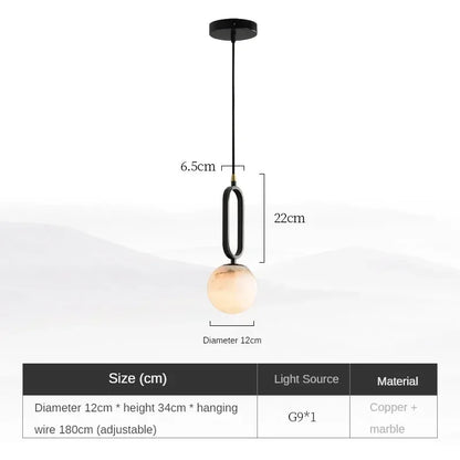 Marble pendant light in dining room setting — warm LED glow | Casa Norex