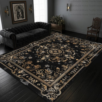 Black and gold classical Persian area rug | Casa Norex
