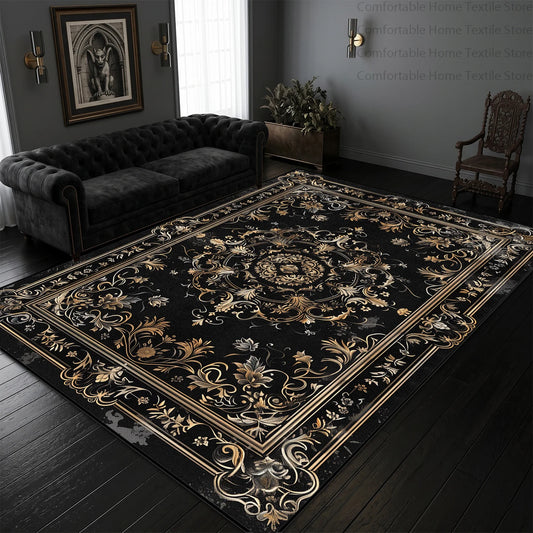 Black and gold classical Persian area rug | Casa Norex
