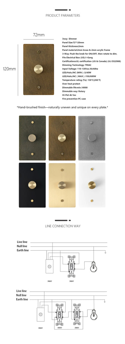 Rotary Knob Brass Dimmer Switch