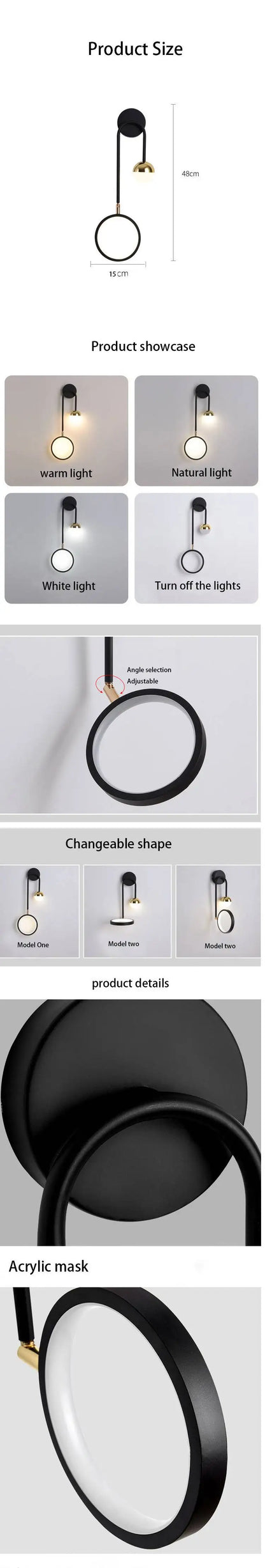 Round ball wall sconce, alternate angle | Casa Norex