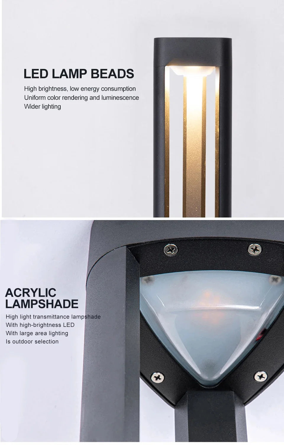 Black Aluminum Bollard Light detail