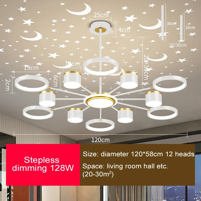 Aurora Starry Cluster Chandelier — 12-head white frame on starry ceiling | Casa Norex