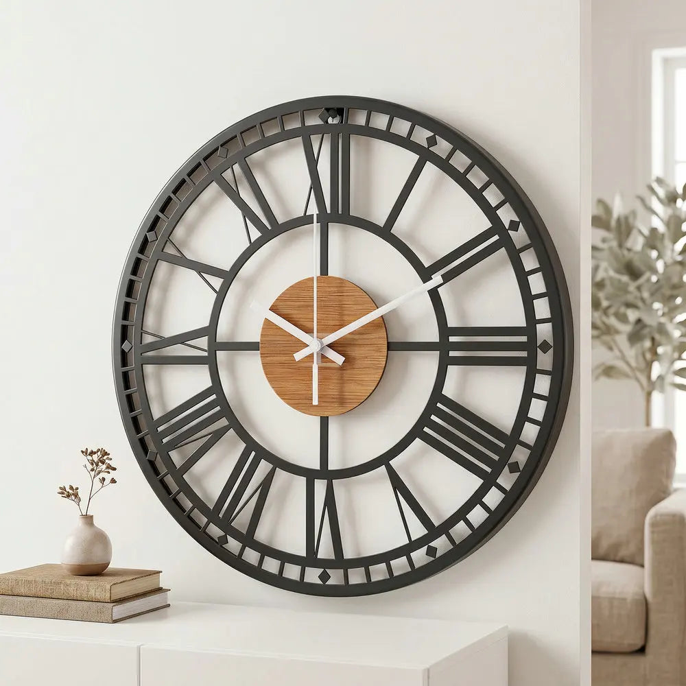 Wood Grain Farmhouse Wall Clock detail view 1 — Casa Norex