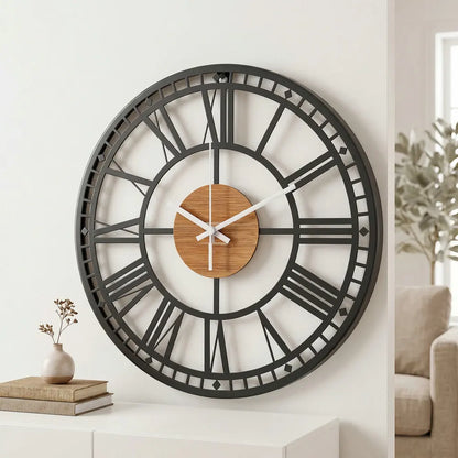Wood Grain Farmhouse Wall Clock detail view 1 — Casa Norex