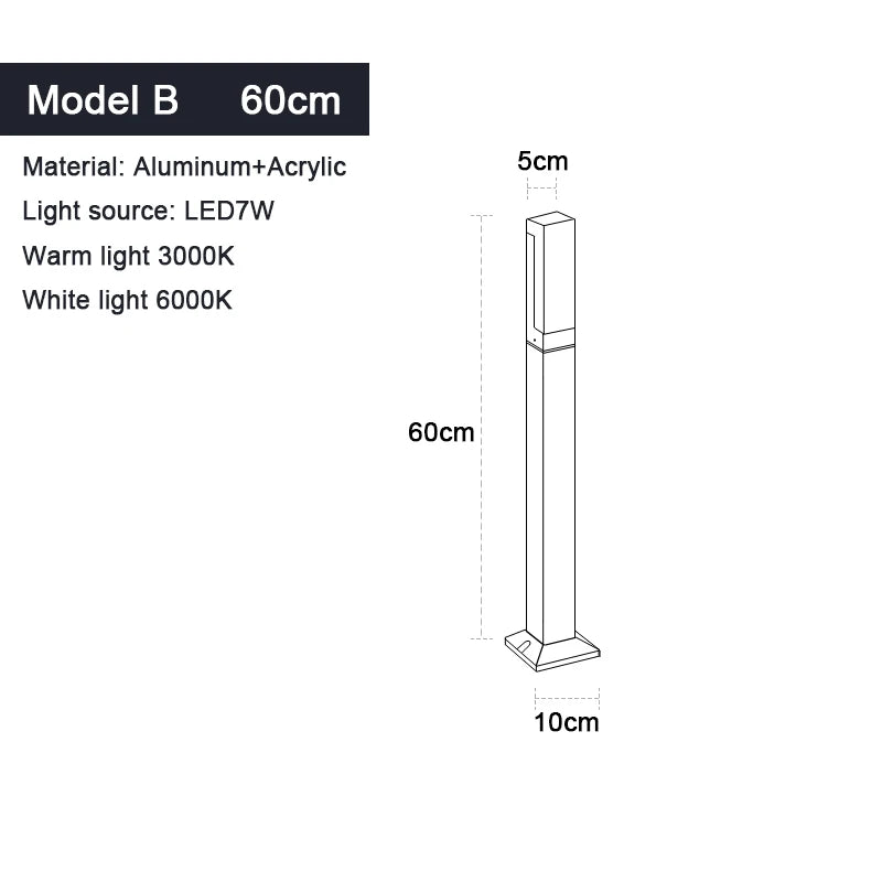 Aluminum LED lawn lamp wiring and AC power connection