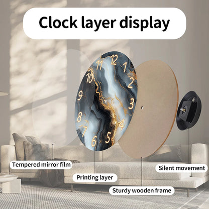 Marble-Pattern Wood Wall Clock 12 inch size detail | Casa Norex
