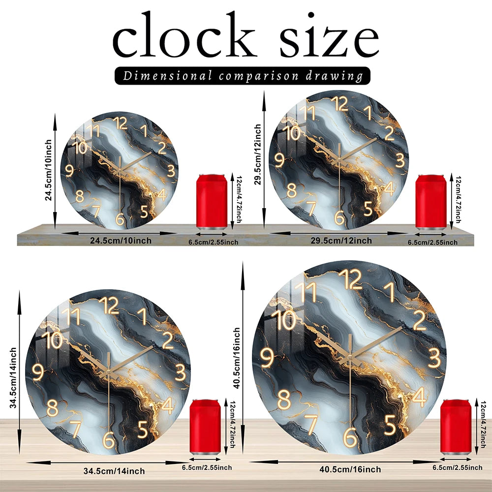 Marble-Pattern Wood Wall Clock 16 inch size detail | Casa Norex