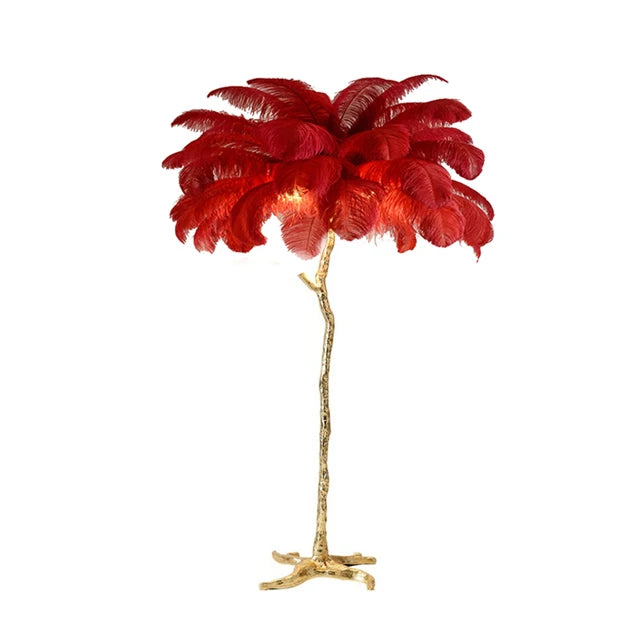 Ostrich feather floor lamp Tall 170cm size with 45 feathers