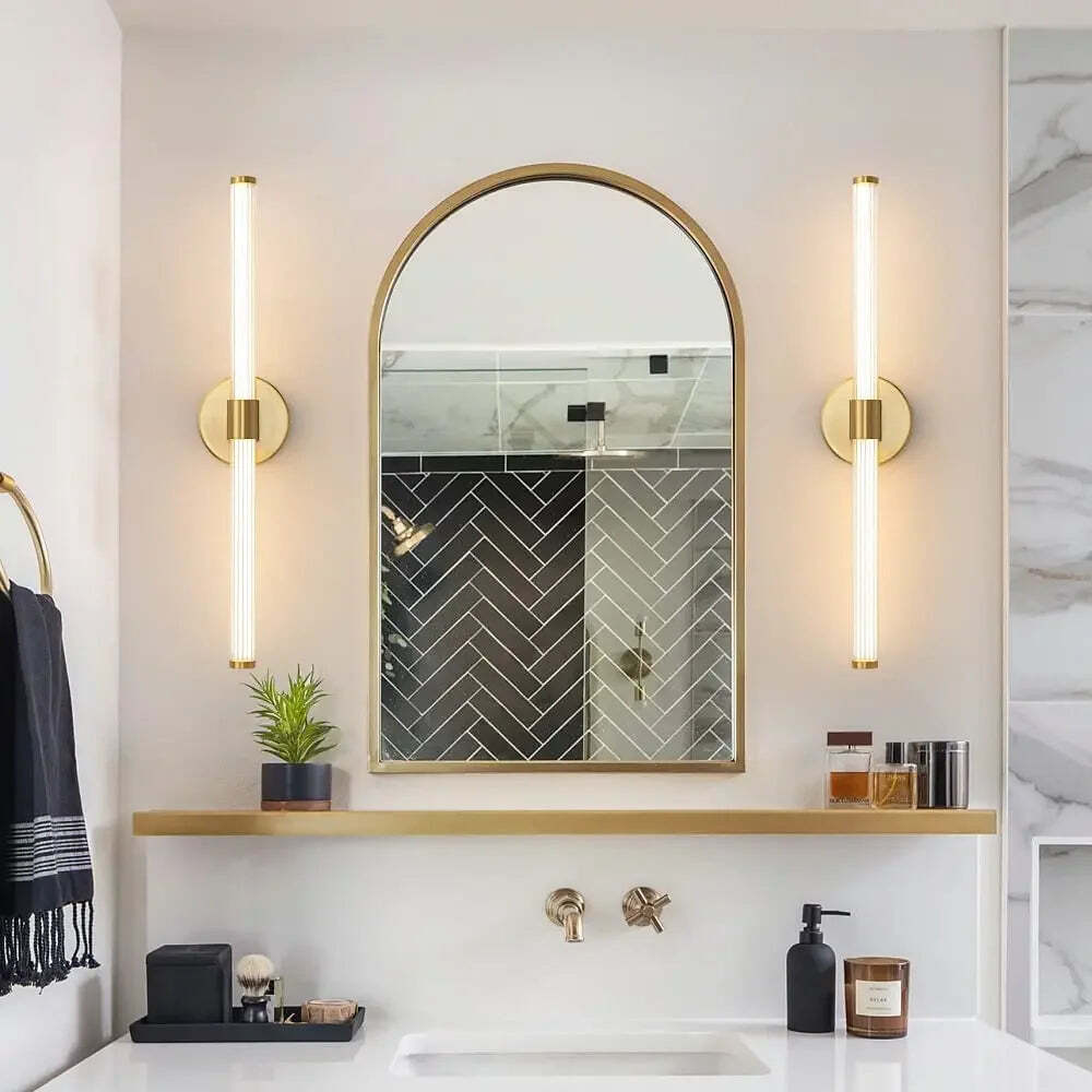 Tinsley dual-glass LED vanity sconce gold finish | Casa Norex