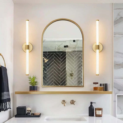 Tinsley dual-glass LED vanity sconce gold finish | Casa Norex