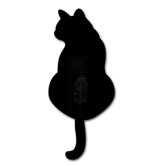 Black Cat Pendulum Wall Clock close-up of the swinging tail | Casa Norex