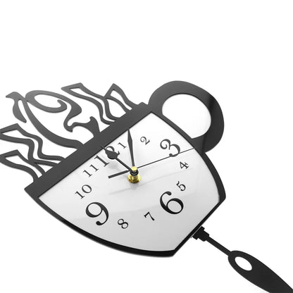 Coffee Cup Pendulum Wall Clock scale reference in a kitchen setting — Casa Norex