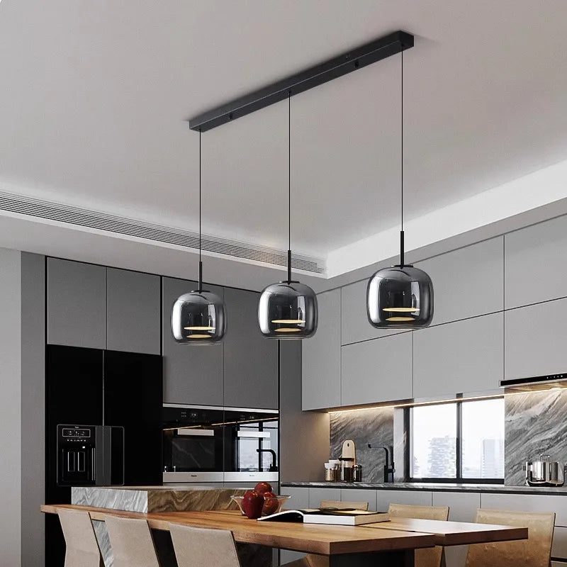 Halden pendant cool white light effect on, remote color control — Casa Norex