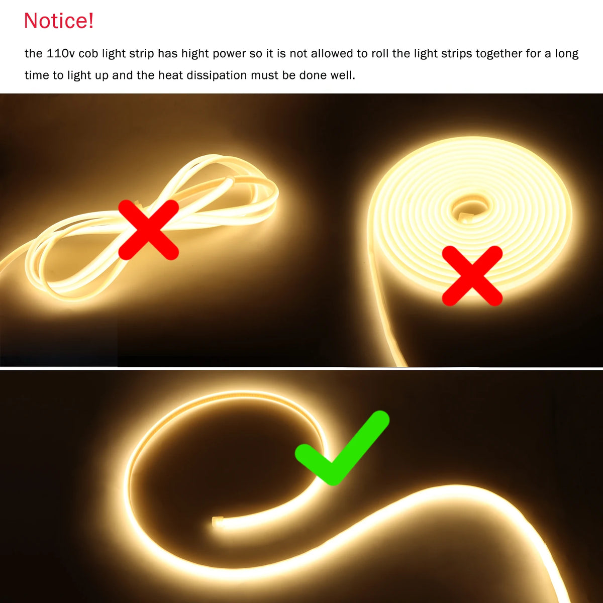 COB LED strip light, 5 m to 30 m lengths, AC 110V — Casa Norex