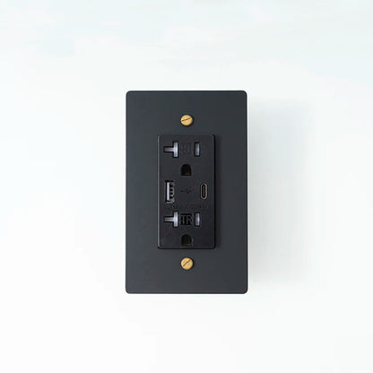Black Gold 20A wall outlet — USB Type-C port — Casa Norex