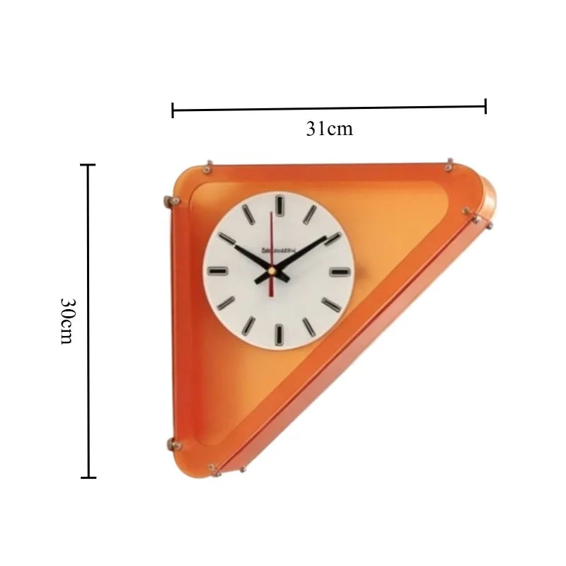 Acrylic Triangle Corner Wall Clock Orange finish | Casa Norex