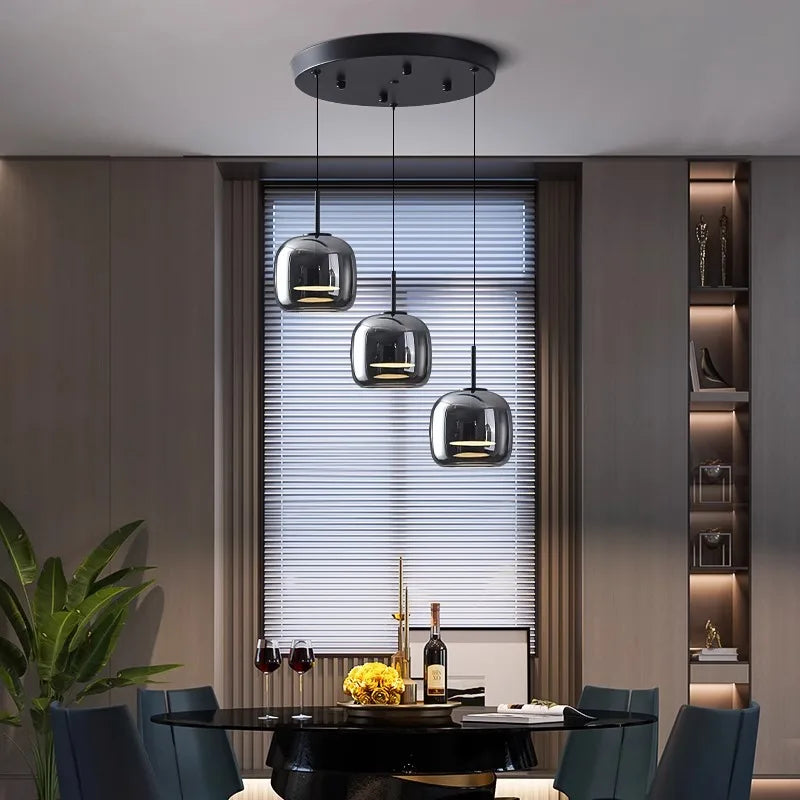 Close-up of clear glass head on Halden Glass Cluster Pendant | Casa Norex